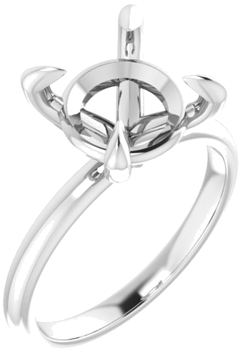 14K White  10 mm Round Solitaire Engagement Ring Mounting (1)