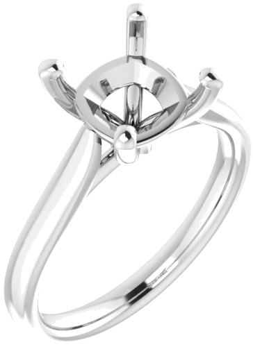 14K White 8 mm Cushion Engagement Ring Mounting (1)