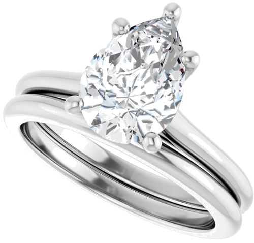 14K White 10x7 mm Pear Solitaire Engagement Ring Mounting (10)