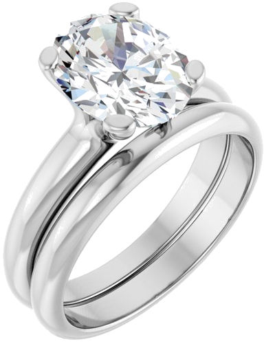 14K White 10x8 mm Oval Solitaire Engagement Ring Mounting (6)