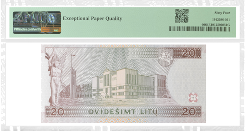 1997 Lietuva 20 litu banknote PMG 64 EPQ (2)
