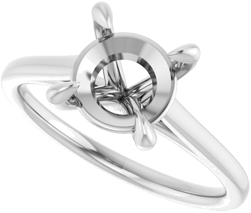 14K White  8 mm Round Solitaire Engagement Ring Mounting (5)