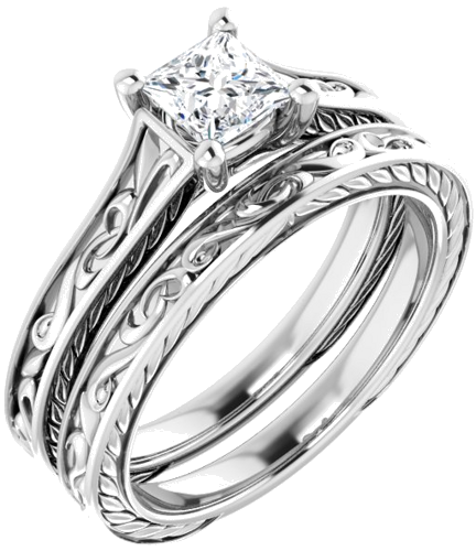 14K White 4.5x4.5 mm Square Engagement Ring Mounting (6)