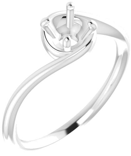 14K White 5.2 mm Round Engagement Ring Mounting (1)