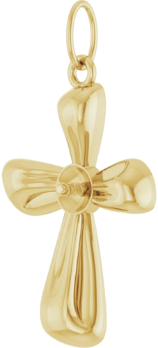 14K Yellow Cross Pendant Mounting for 4 mm Pearl (2)