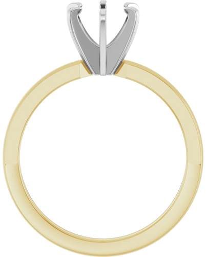 14K Yellow White 6-6.6 mm Round Solitaire Engagement Ring Mounting (2)