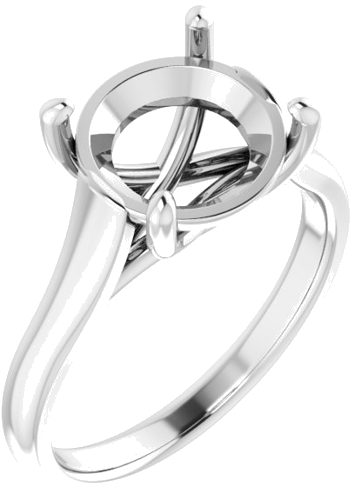 18K White 10 mm Round Solitaire Engagement Ring Mounting (1)