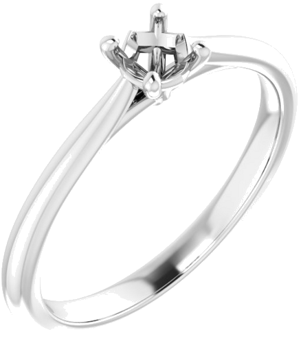 18K White 4.1 mm Round Solitaire Engagement Ring Mounting (1)