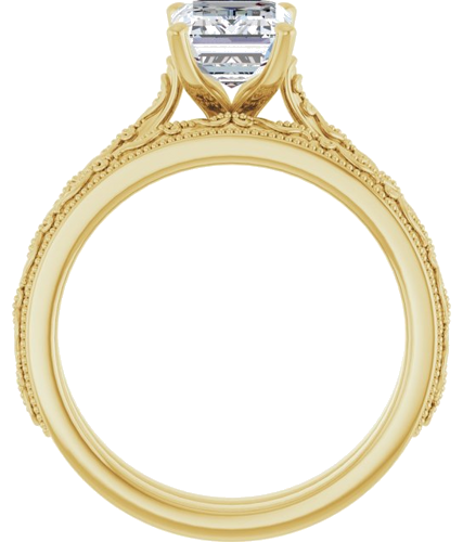 14K Yellow  8x6 mm Emerald Solitaire Engagement Ring Mounting (7)