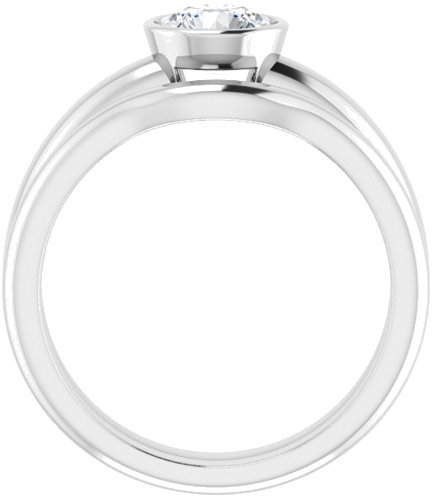 Sužadėtuvių Žiedas „Bezel-Set Solitaire“ 585 Baltojo Aukso Round 5.8mm (7)