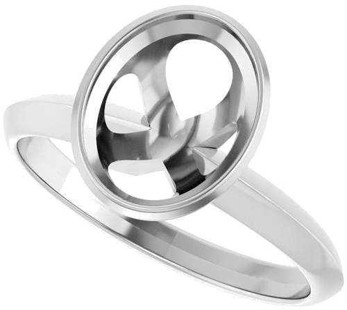14K White 9 x 7 mm Oval Solitaire Engagement Ring Mounting (5)
