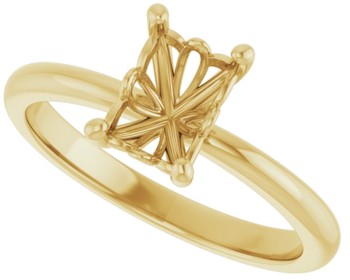14K Yellow 7x5 mm Emerald Solitaire Engagement Ring Mounting (5)