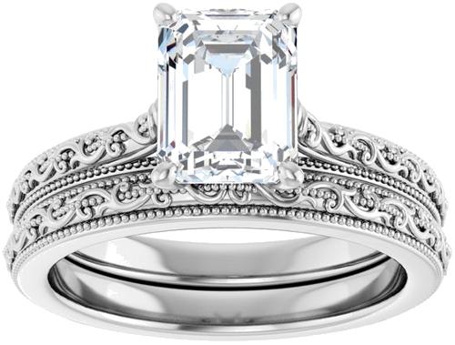 Sužadėtuvių Žiedas „Solitaire“ 585 Baltojo Aukso Emerald 8mm x 6mm (8)