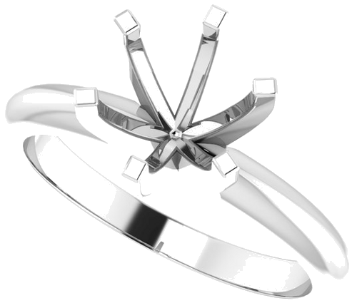 Platinum 7.3-7.7 mm Round 6-Prong Solitaire Ring Mounting (5)