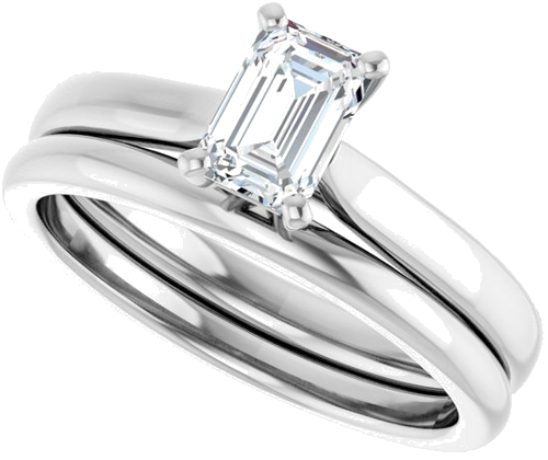 14K White 6x4 mm Emerald Engagement Ring Mounting (10)