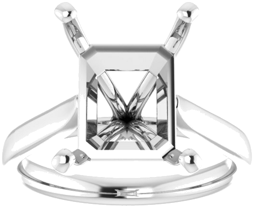 14K White 12x10 mm Emerald Engagement Ring Mounting (3)