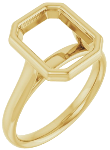 18K Yellow  10x8 mm Emerald Solitaire Engagement Ring Mounting (1)