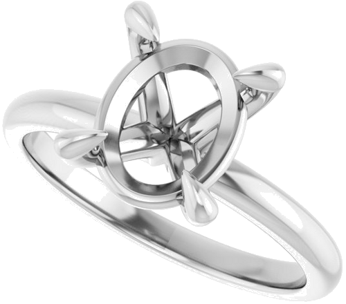 Platinum  10x8 mm Oval Solitaire Engagement Ring Mounting (5)