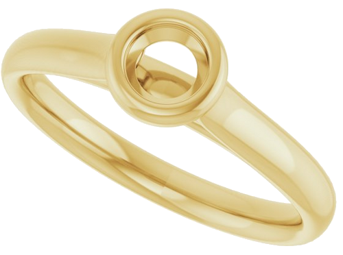 Sužadėtuvių Žiedas „Bezel-Set Solitaire“ 585 Geltonojo Aukso Round 4.1mm (5)