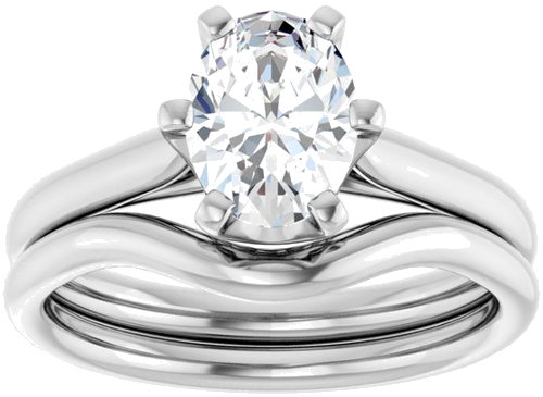 14K White 8x6 mm Oval Solitaire Engagement Ring Mounting (8)