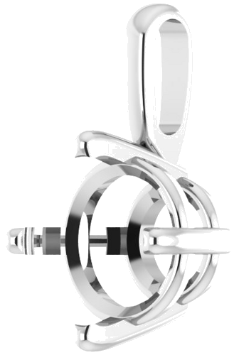 Sterling Silver 8 mm Round 4-Prong Pendant Mounting (2)