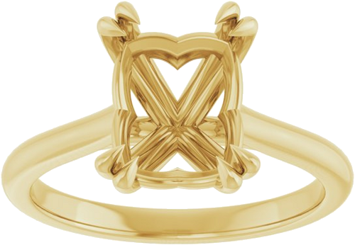 14K Yellow 9x7 mm Emerald Solitaire Engagement Ring Mounting (3)