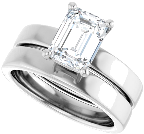 14K White 8x6 mm Emerald Solitaire Engagement Ring Mounting (10)