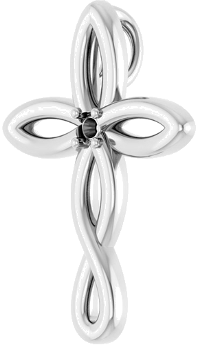 Sterling Silver 1-Stone Family Cross Pendant Mounting (2)