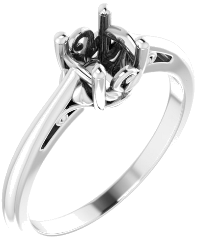 Sužadėtuvių Žiedas „Solitaire“ 585 Baltojo Aukso Round 5.8mm (1)