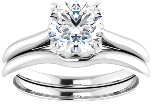 Sužadėtuvių Žiedas „Solitaire“ 585 Baltojo Aukso Round 7mm (8)