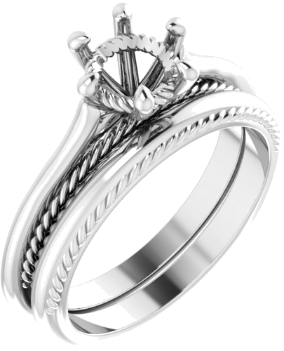 14K White 6.5 mm Round Solitaire Engagement Ring Mounting (6)