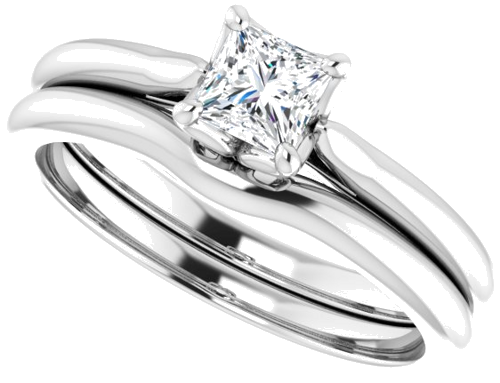 Sužadėtuvių Žiedas „Solitaire“ 14k white gold Square 4mm (10)