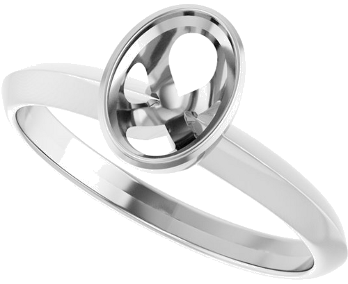 14K White 7 x 5 mm Oval Solitaire Engagement Ring Mounting (5)