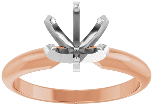 Sužadėtuvių Žiedas „Solitaire“ 585 Baltojo Ir Rožinis Aukso Round 6.5mm (3)