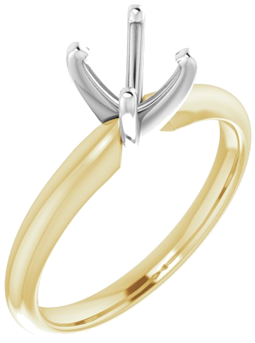 14K Yellow   White 5.7-6 mm Round 4-Prong Solitaire Ring Mounting (1)
