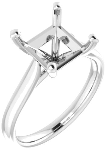 14K White 8 mm Square Engagement Ring Mounting (1)