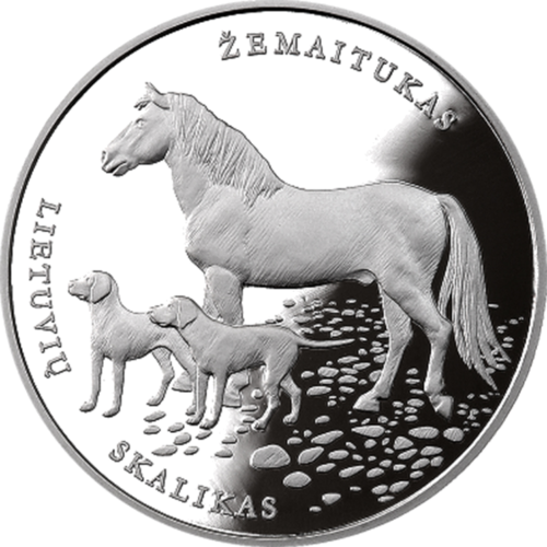 2017 Žemaitukas ir lietuvių skalikas Lietuva 10 eurų sidabrinė moneta (1)