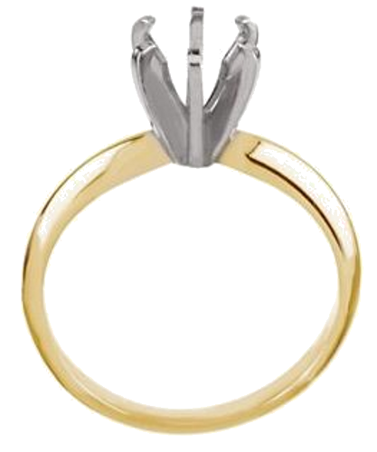 14K Yellow White 7.3-7.7 mm Round Pre-Notched 6-Prong Solitaire Ring Mounting (2)