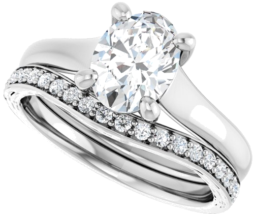 Sužadėtuvių Žiedas „Solitaire“ 585 Baltojo Aukso Oval 8mm x 6mm (10)