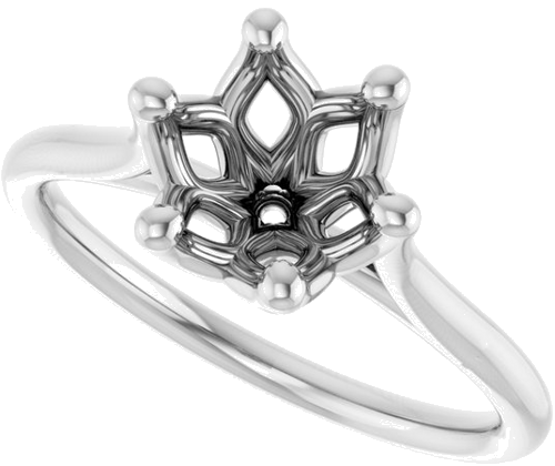 14K White 7.4 mm Round Engagement Ring Mounting (5)