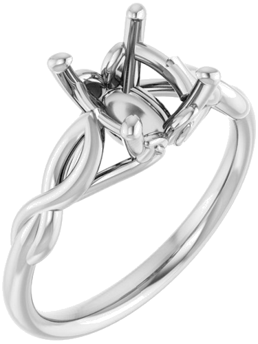 14K White  9x7 mm Oval Solitaire Engagement Ring Mounting (1)