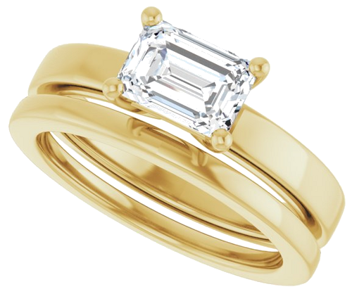 Sužadėtuvių Žiedas „Solitaire“ 417 Geltonojo Aukso Emerald 7mm x 5mm (10)