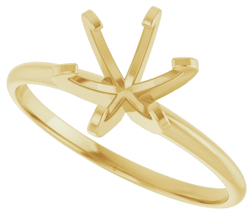 14K Yellow 7.3-7.7 mm Round 6-Prong Solitaire Engagement Ring Mounting (5)