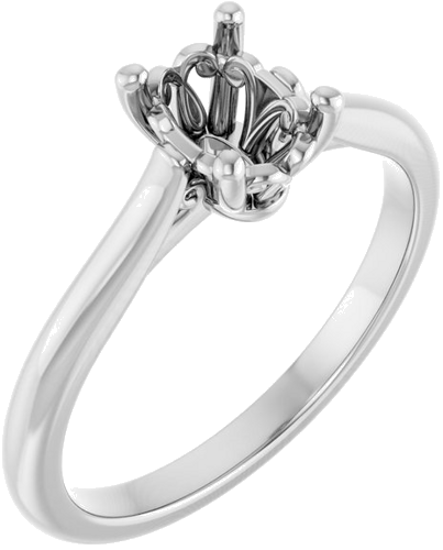 Sužadėtuvių Žiedas „Solitaire“ 585 Baltojo Aukso Oval 7mm x 5mm (1)