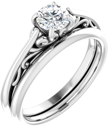 14K White 5.2 mm Round Engagement Ring Mounting (11)