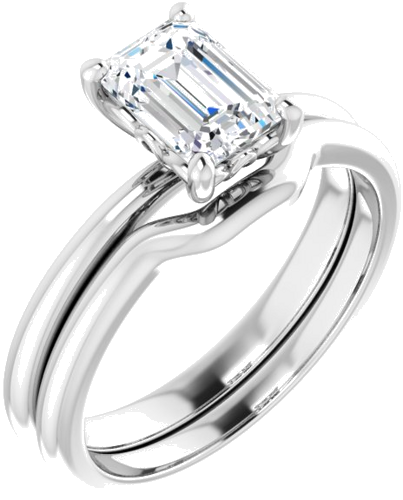 14K White 7x5 mm Emerald Solitaire Engagement Ring Mounting (6)