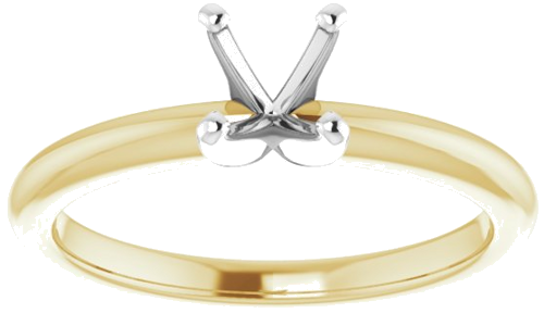Sužadėtuvių Žiedas „Solitaire“ 585 Baltojo Ir Geltonojo Aukso Round 5.5mm (3)