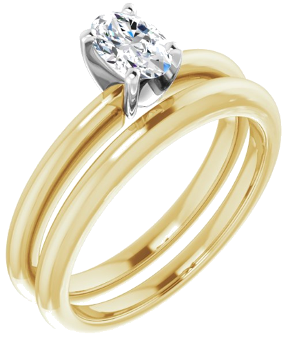 Sužadėtuvių Žiedas „Solitaire“ 585 Baltojo Ir Geltonojo Aukso Oval 6mm x 4mm (6)