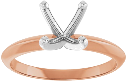 14K Rose White 7.3-7.7 mm Round 4-Prong Light Solitaire Ring Mounting (3)