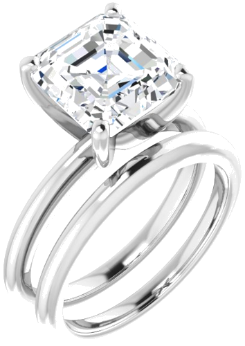 14K White  9 mm Asscher Solitaire Engagement Ring Mounting (6)